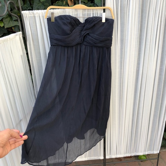 J. Crew Silk Soft Navy Flowy Strapless Dress - Picture 3 of 11